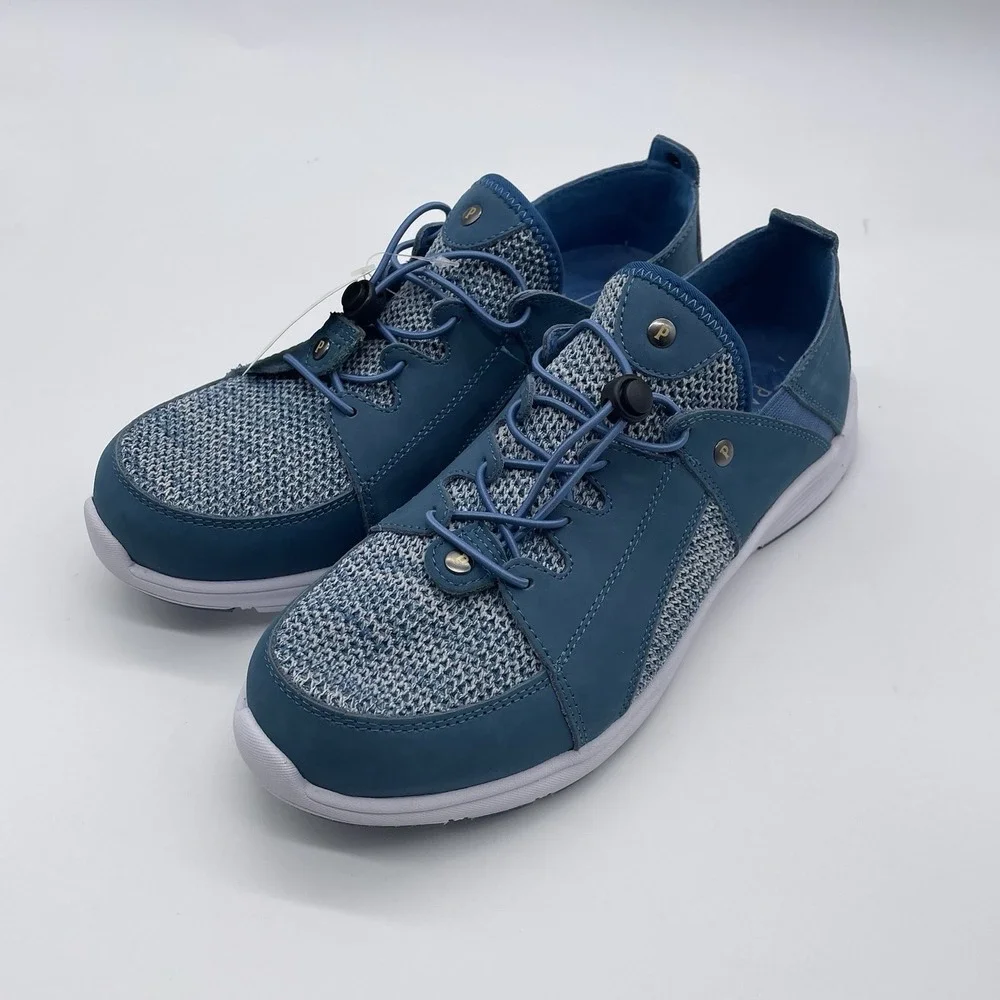 Pandere Womens Bali Expandable‎ Blue  Leather Pain Relief Sneaker Shoes Size 11
